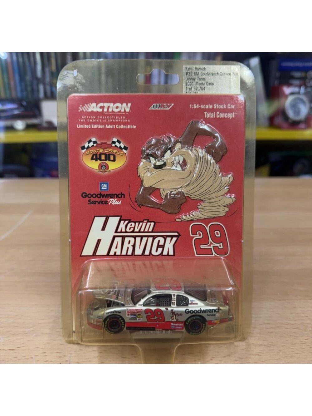 2001 Action Kevin Harvick 1/64 Chevrolet Monte Carlo #/52704 Goodwrench Taz